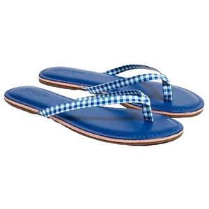 J. Crew Sandals 6 7 8 9 Gingham Easy Summer Flip-Flops Blue